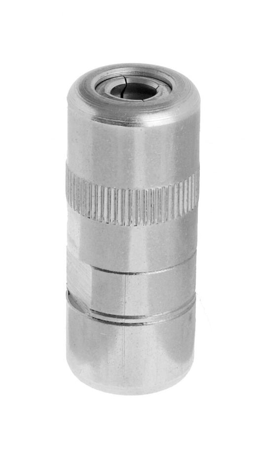 Metallic cylindrical component on a white background