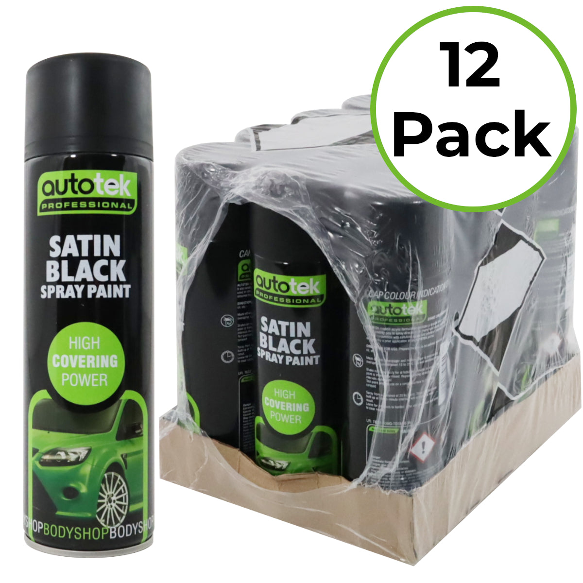 Satin Black Spray Paint - 500ml Aerosol