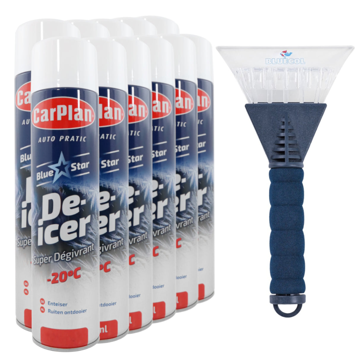 Carplan BlueStar De-Icer 300ml Aerosol Bundle - 12 Pack + Free Scraper