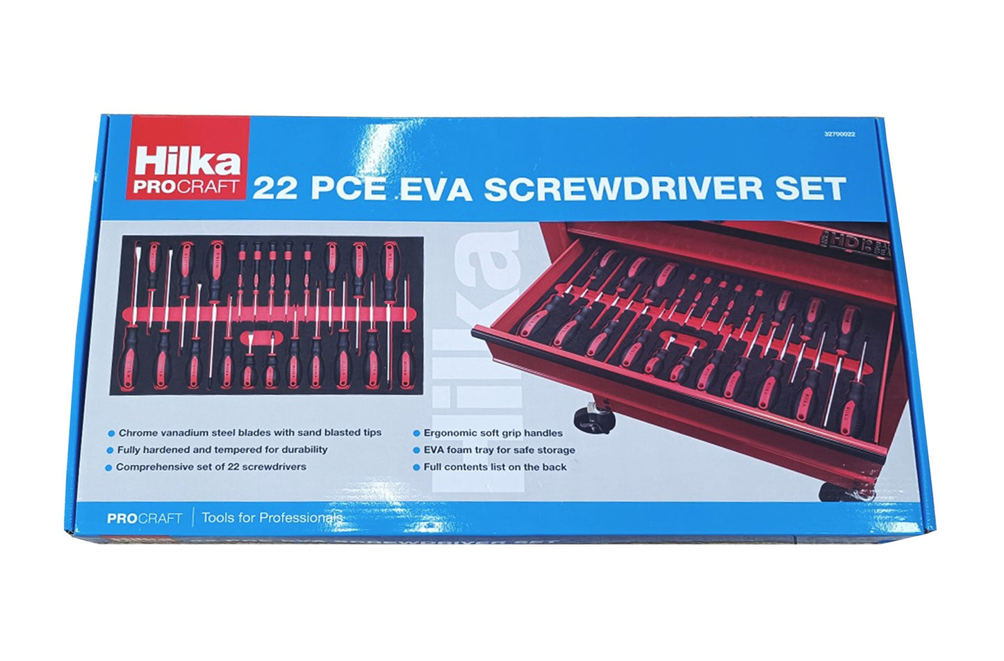 Hilka ProCraft 22-piece EVA screwdriver set packaging on a white background