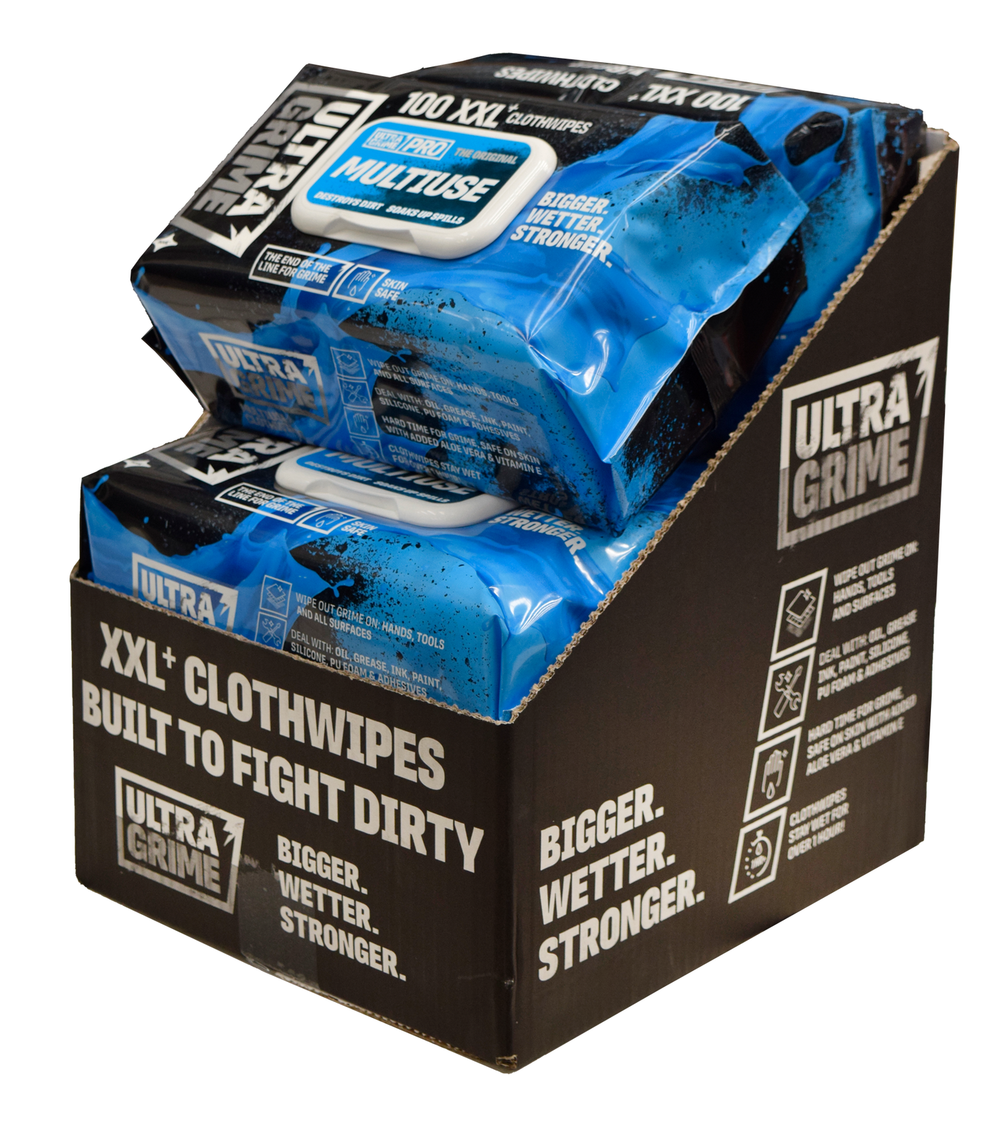 UltraGrime Multi-use Wipes - Pack of 100 Extra Large Wipes for Oil, Grease, Ink, Paint and More
