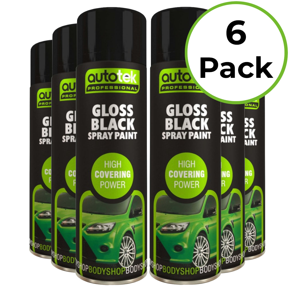 Autotek Black Gloss Spray Paint - 500ml Aerosol