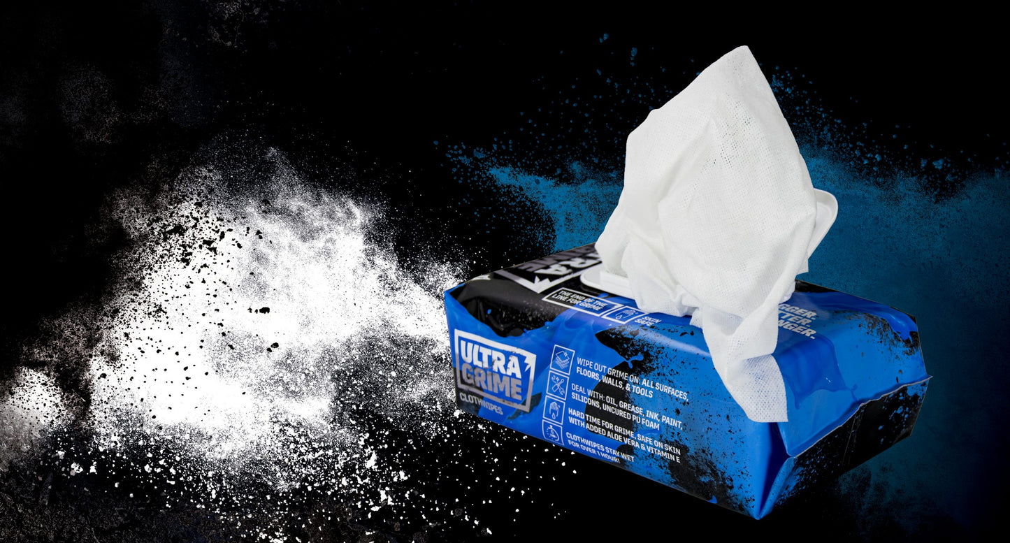 UltraGrime Multi-use Wipes - Pack of 100 Extra Large Wipes for Oil, Grease, Ink, Paint and More