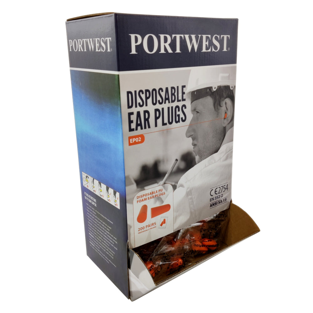 Portwest disposable ear plugs packaging on a white background
