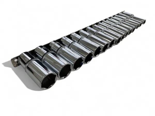 Toolzone Deep Socket Set 3/8" Drive 8mm - 22mm on Storage Rail SS009