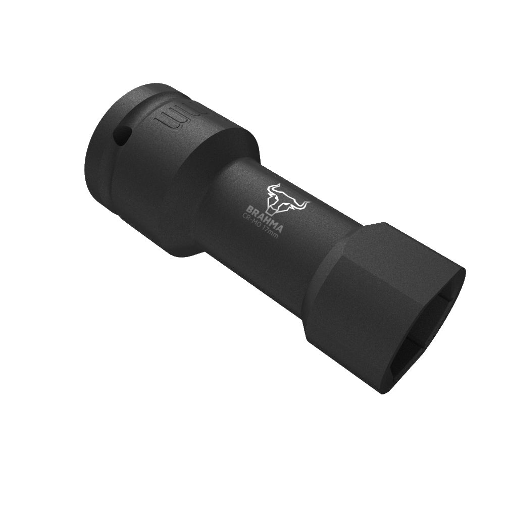A black 17mm impact socket designed for Unistrut channels with a matt finish and a visible brand logo.