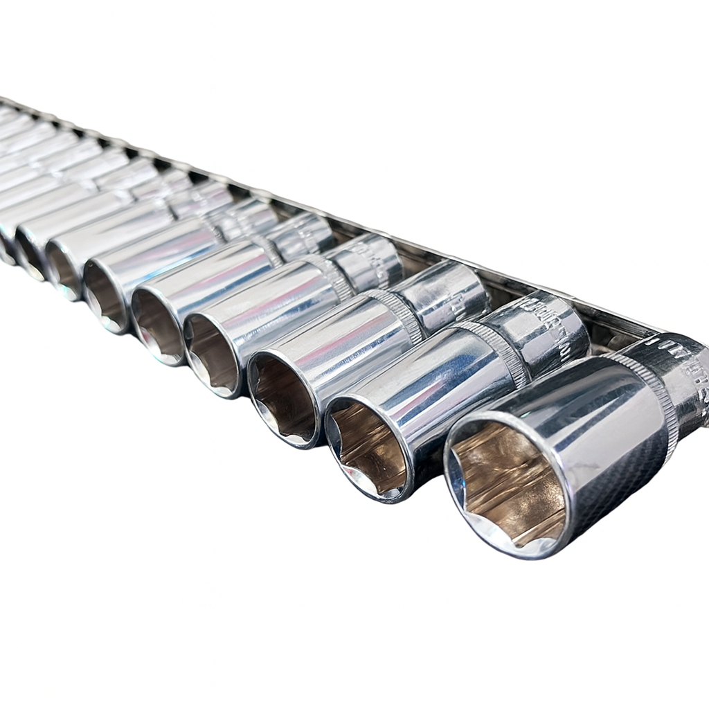 Toolzone Deep Socket Set 3/8" Drive 8mm - 22mm on Storage Rail SS009