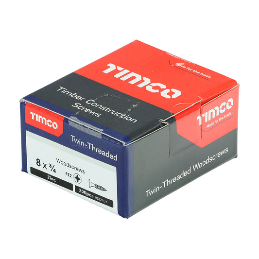 Timco Woodscrews 4 x 20mm - Box of 200