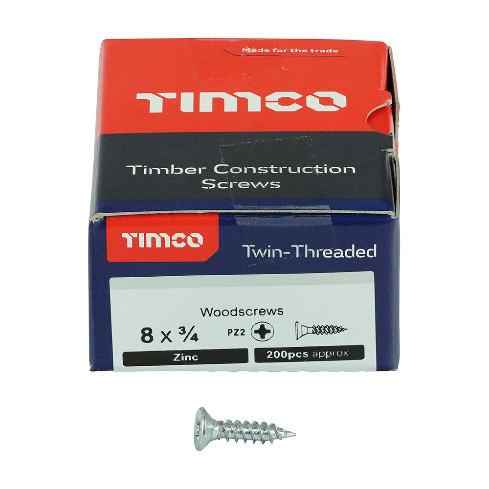 Timco Woodscrews 4 x 20mm - Box of 200