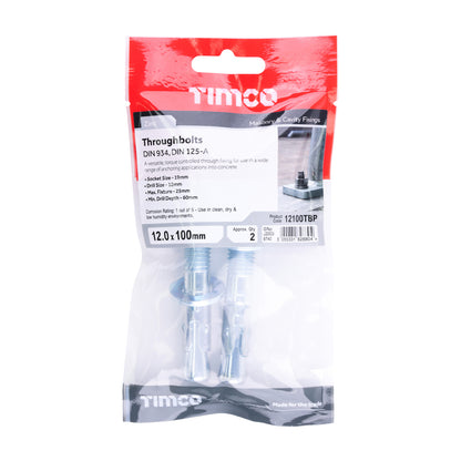 Throughbolts M12 x 100mm Packet of 2