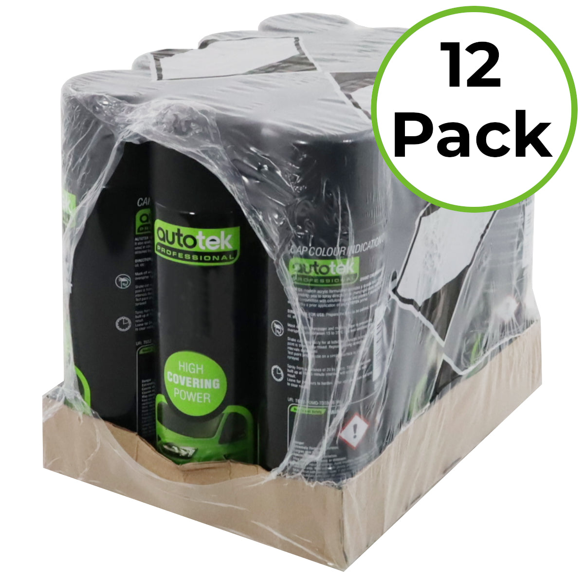 Autotek Black Gloss Spray Paint - 500ml Aerosol