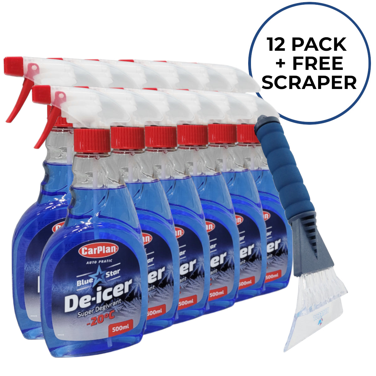 De-Icer 500ml Bundle - 12 Pack + Free Scraper