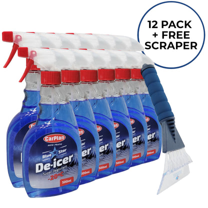 De-Icer 500ml Bundle - 12 Pack + Free Scraper
