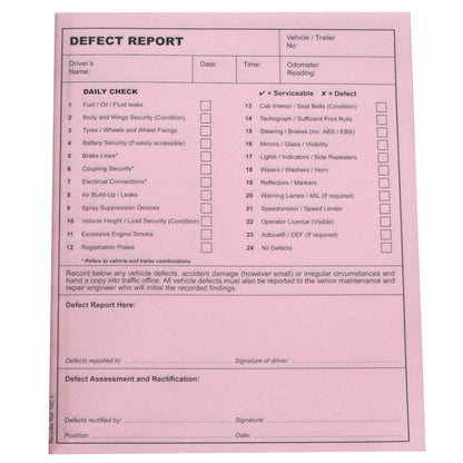 Vehicle Daily Check & Defect Book