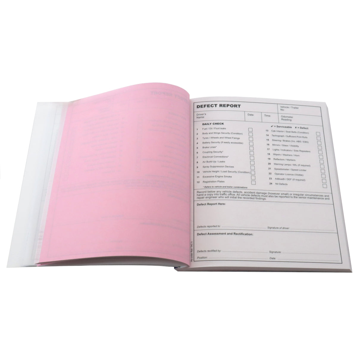 Vehicle Daily Check & Defect Book