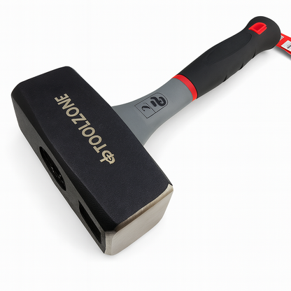 Sledgehammer with black head and gray handle featuring TOOLZONE branding on a white background