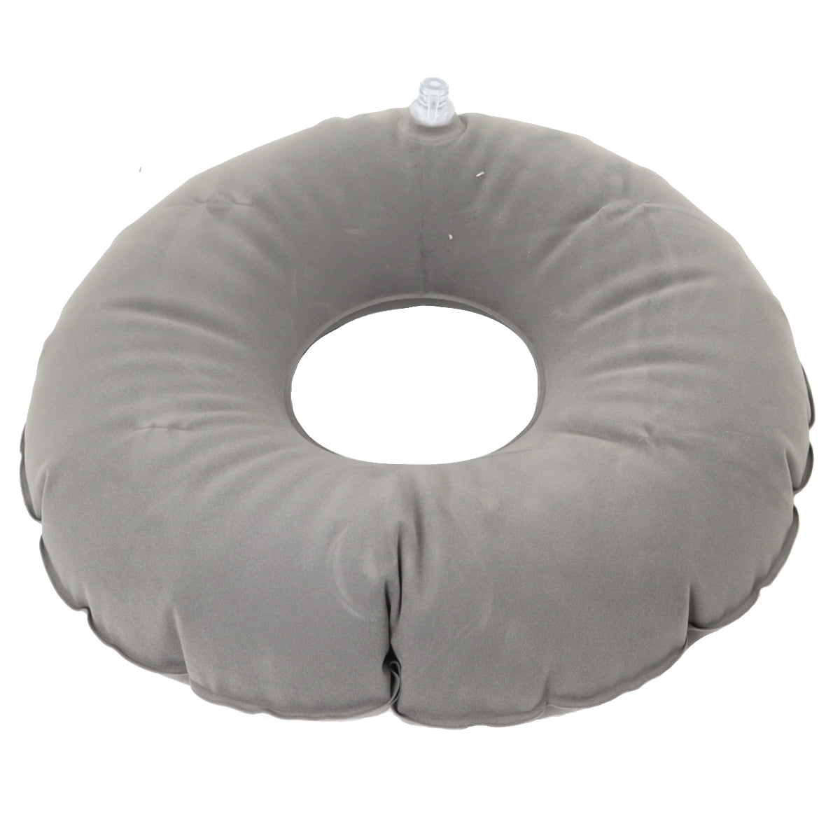 Gray inflatable neck pillow on a white background