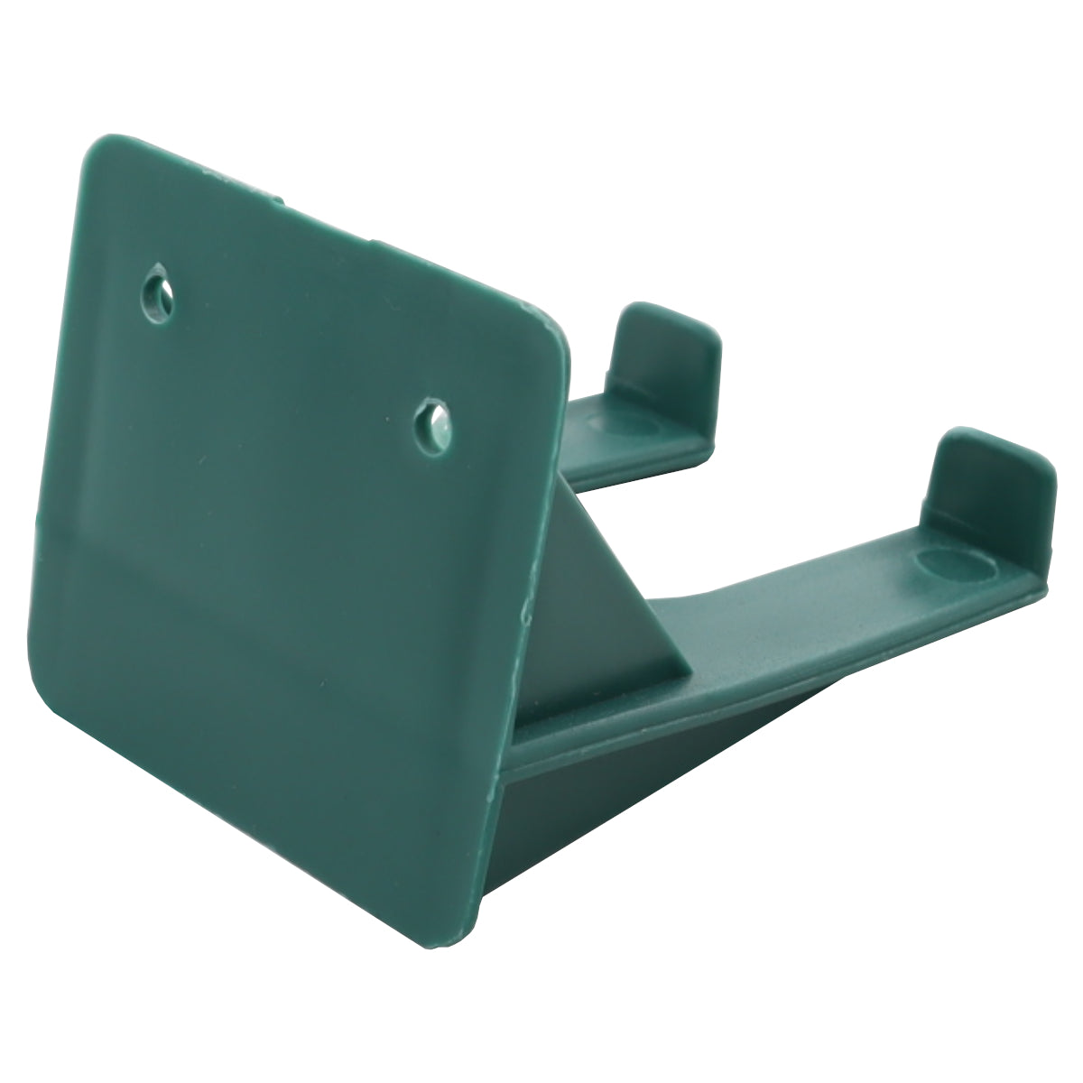 Green metal bracket on a white background