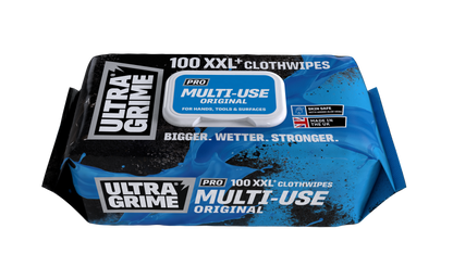 UltraGrime Multi-use Wipes - Pack of 100 Extra Large Wipes for Oil, Grease, Ink, Paint and More