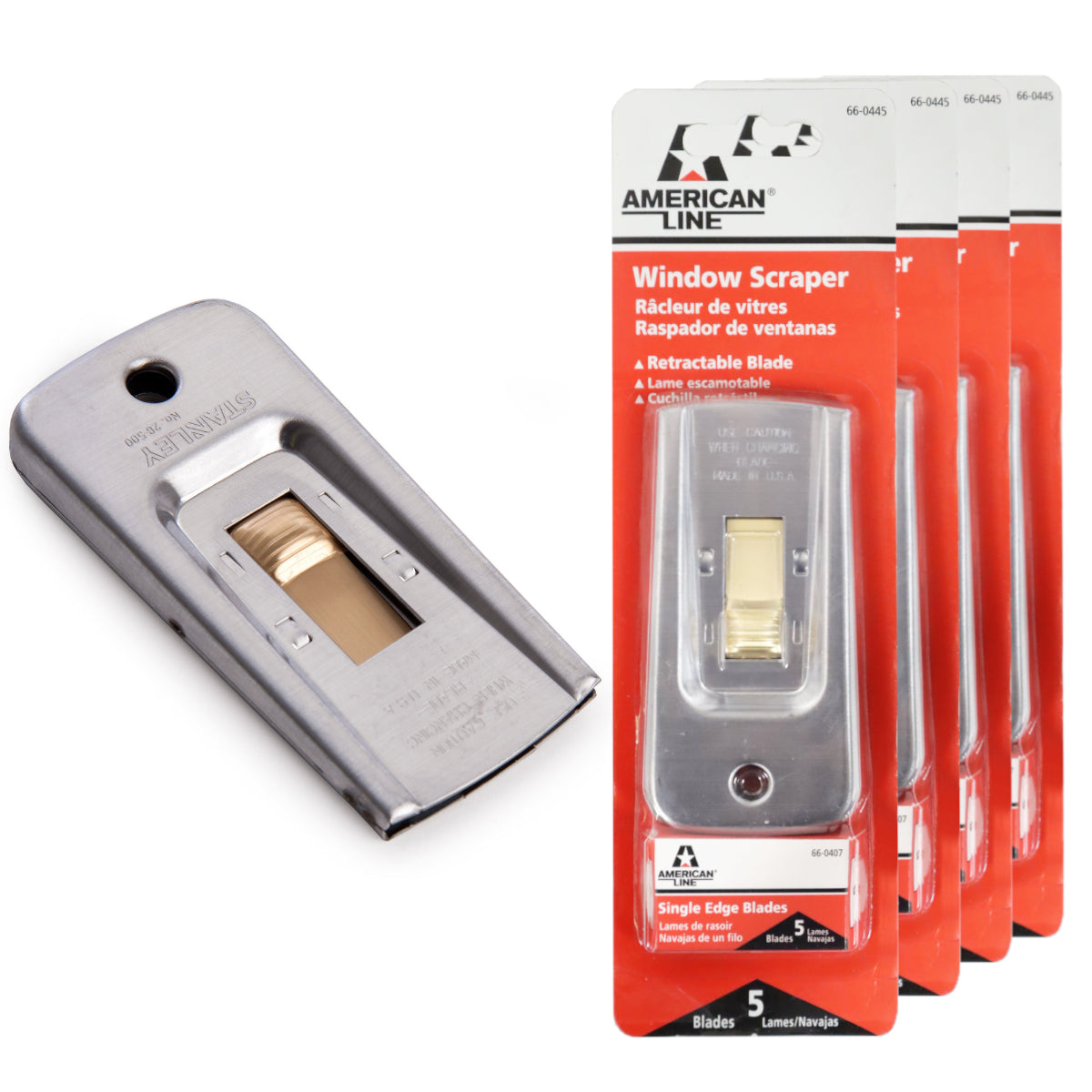 American Line Window Scraper - Zippy Style with 5 Blades (Pack of 5)