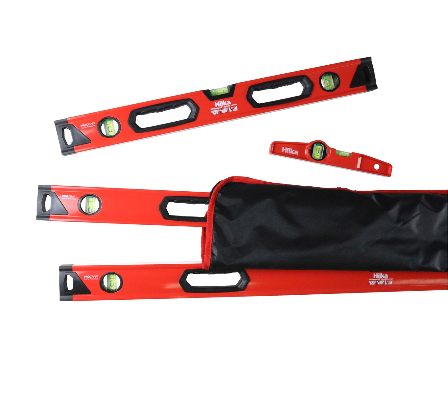4 pce Spirit Level Set – Torpedo, 24", 48", 72"