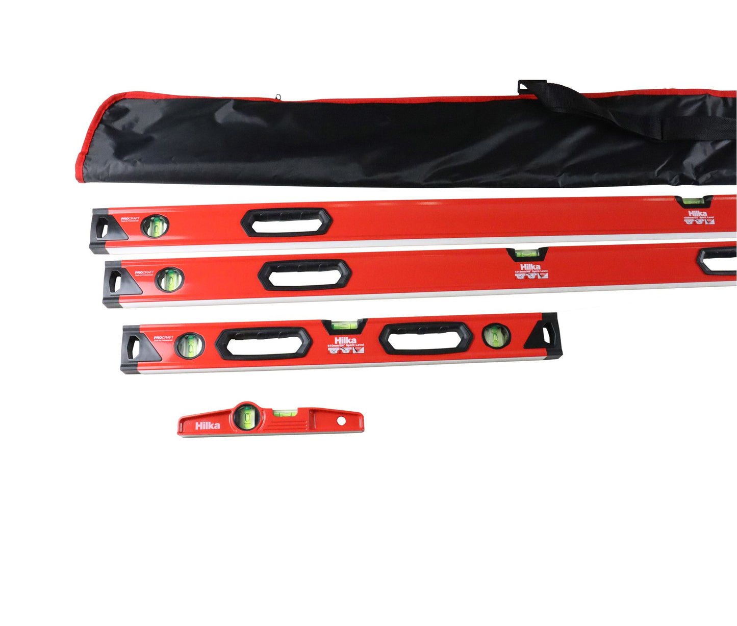 4 pce Spirit Level Set – Torpedo, 24", 48", 72"
