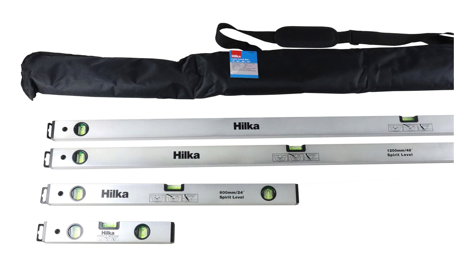 4 pce Spirit Level Set – 12", 24", 48", 72"