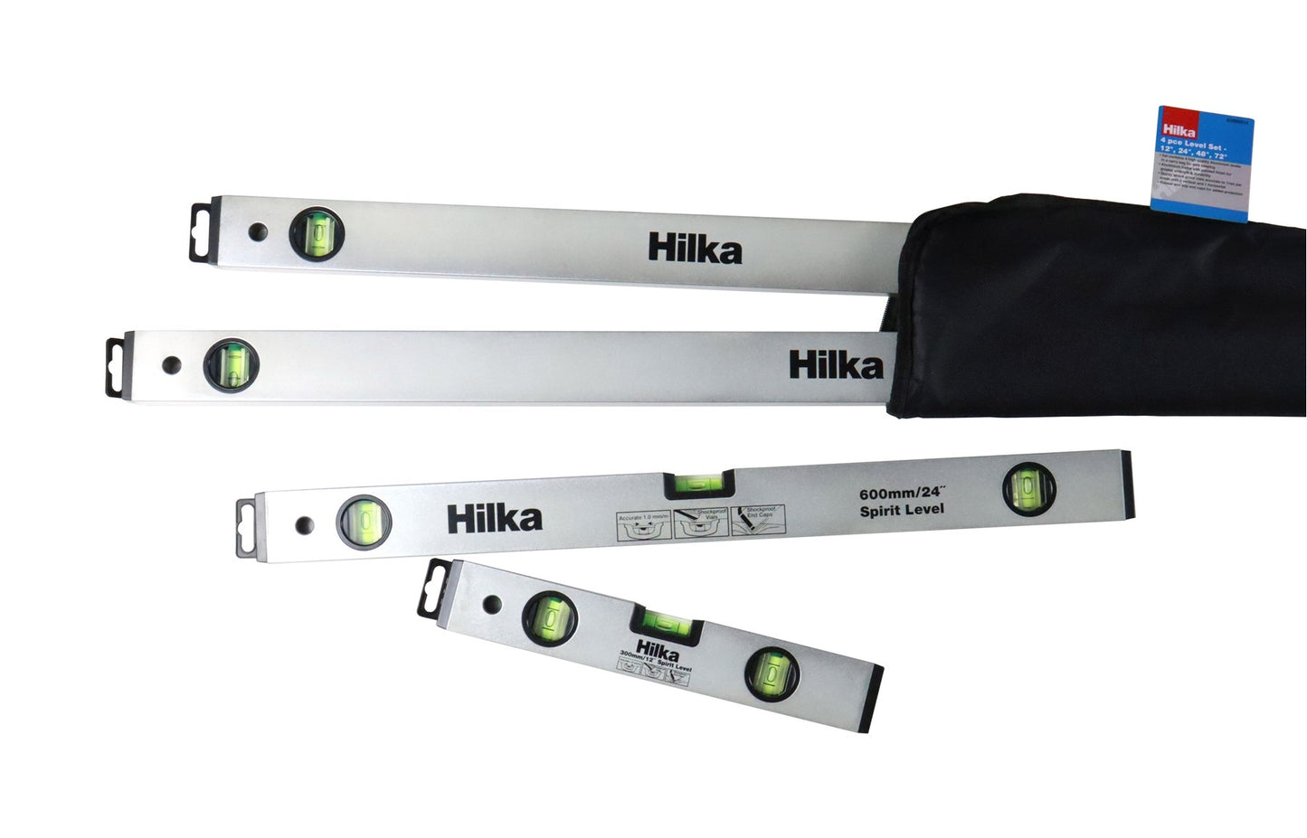 4 pce Spirit Level Set – 12", 24", 48", 72"
