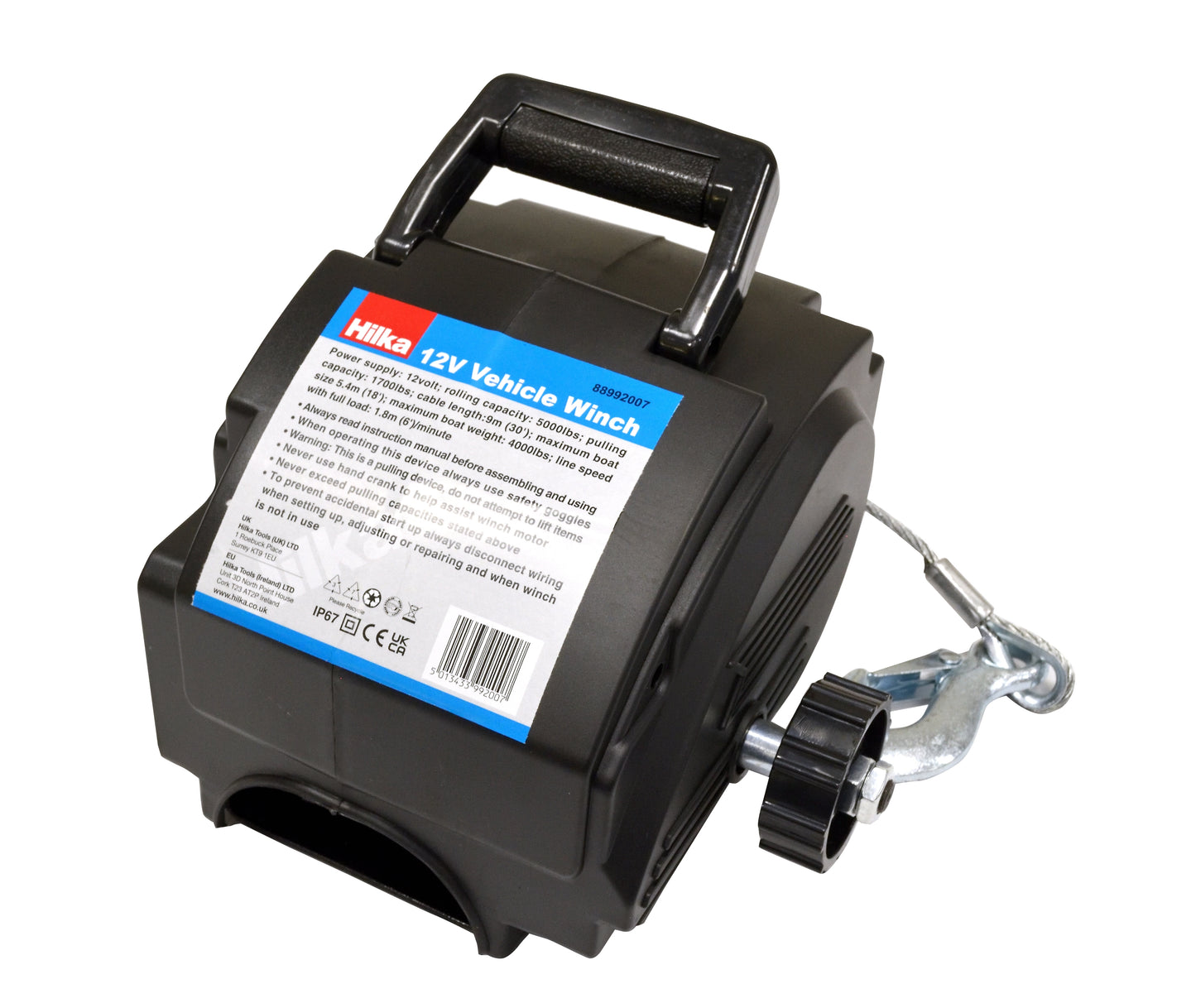 Vehicle Winch 12V – 1700lbs Capacity