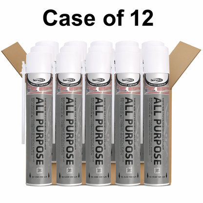 Case of 12 all-purpose spray cans with visible brand name on a white background
