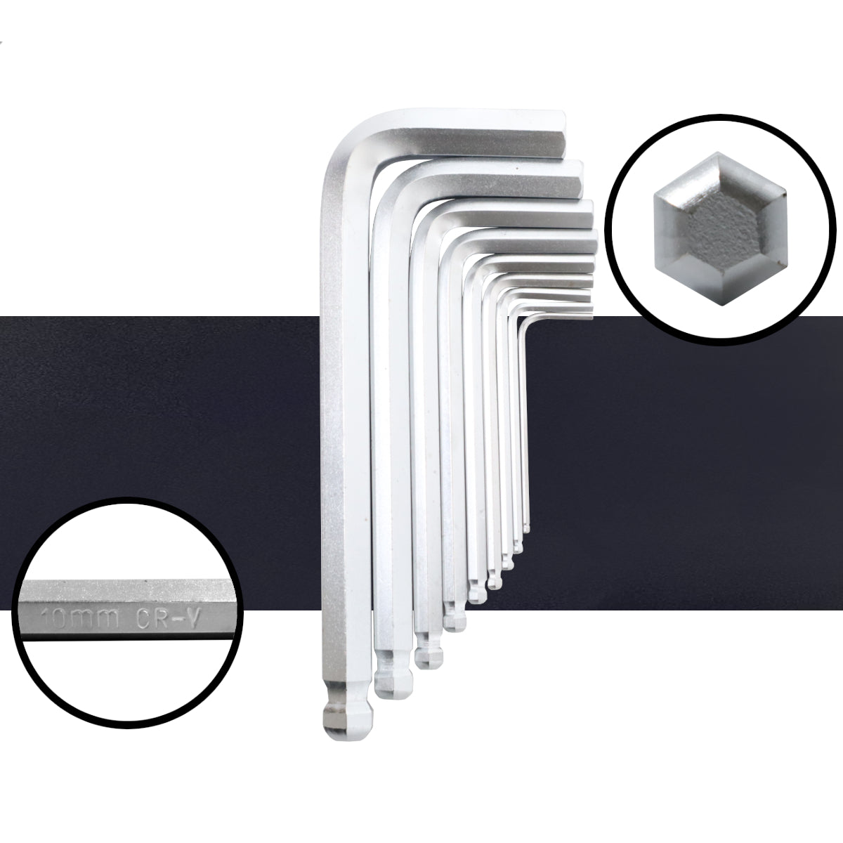 9pc Extra Long Ball End Hex Key Set - 1.5-10mm