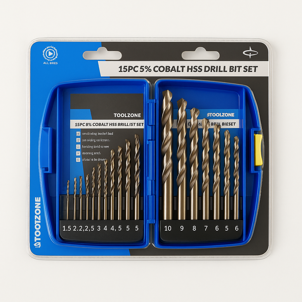 15pce HSS 5% Cobalt Drill Set 1-10mm