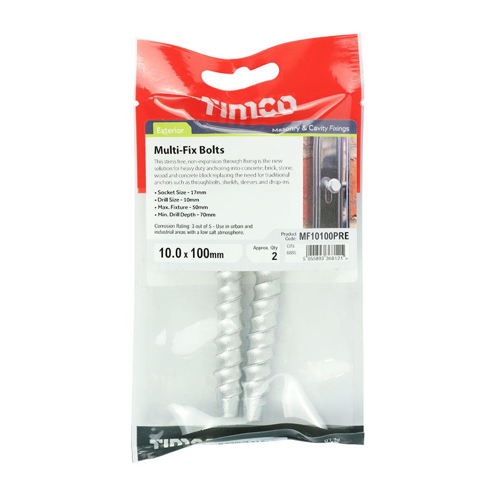 Multi-Fix Bolts 10.0 x 100mm - Packet of 2