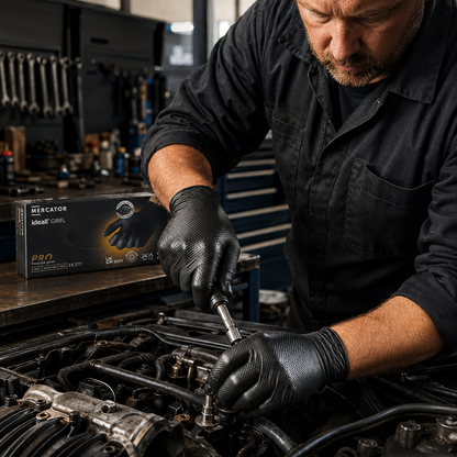 Black Nitrile Gloves – Powder Free Ideall® Grip Disposable Gloves