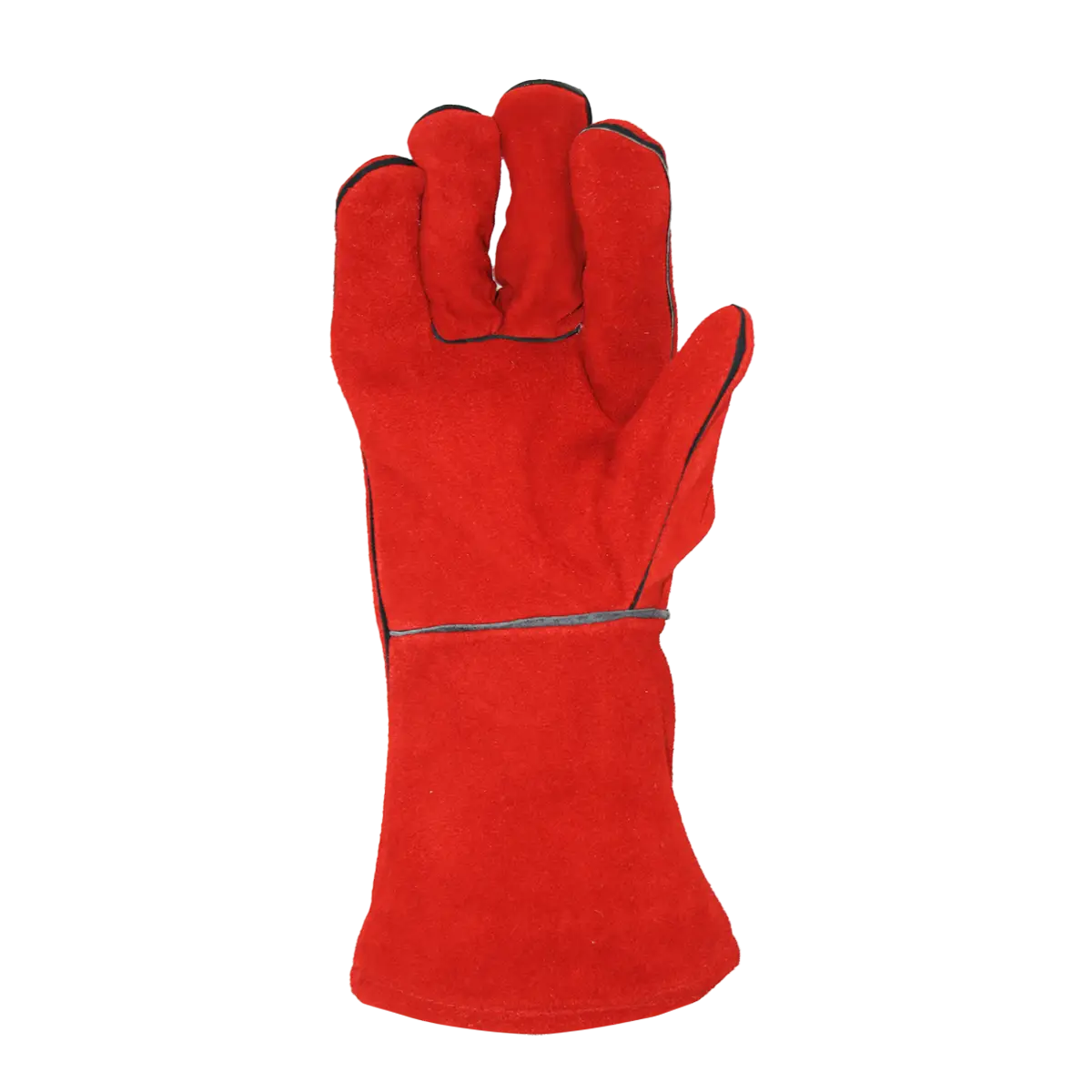 Red leather glove on a white background