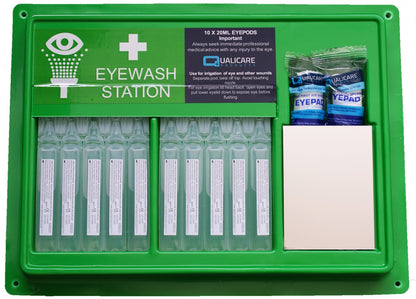 Eyepod Station – 10 Pods with Mirror & Sign, Includes 2 HSE Eye Pads