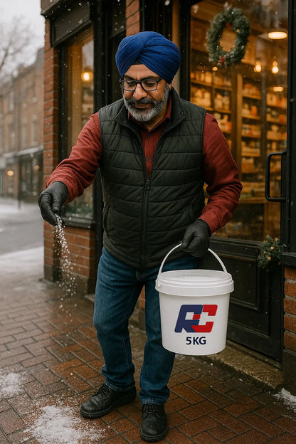 5kg Bucket of White Deicing Salt with Gloves