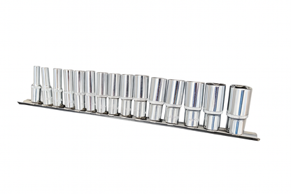 Toolzone Deep Socket Set 3/8" Drive 8mm - 22mm on Storage Rail SS009