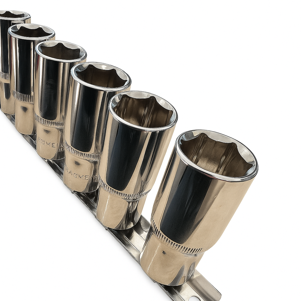 Toolzone Deep Socket Set 3/8" Drive 8mm - 22mm on Storage Rail SS009