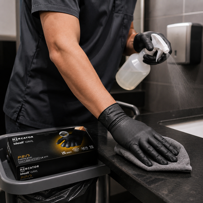Black Nitrile Gloves – Powder Free Ideall® Grip Disposable Gloves
