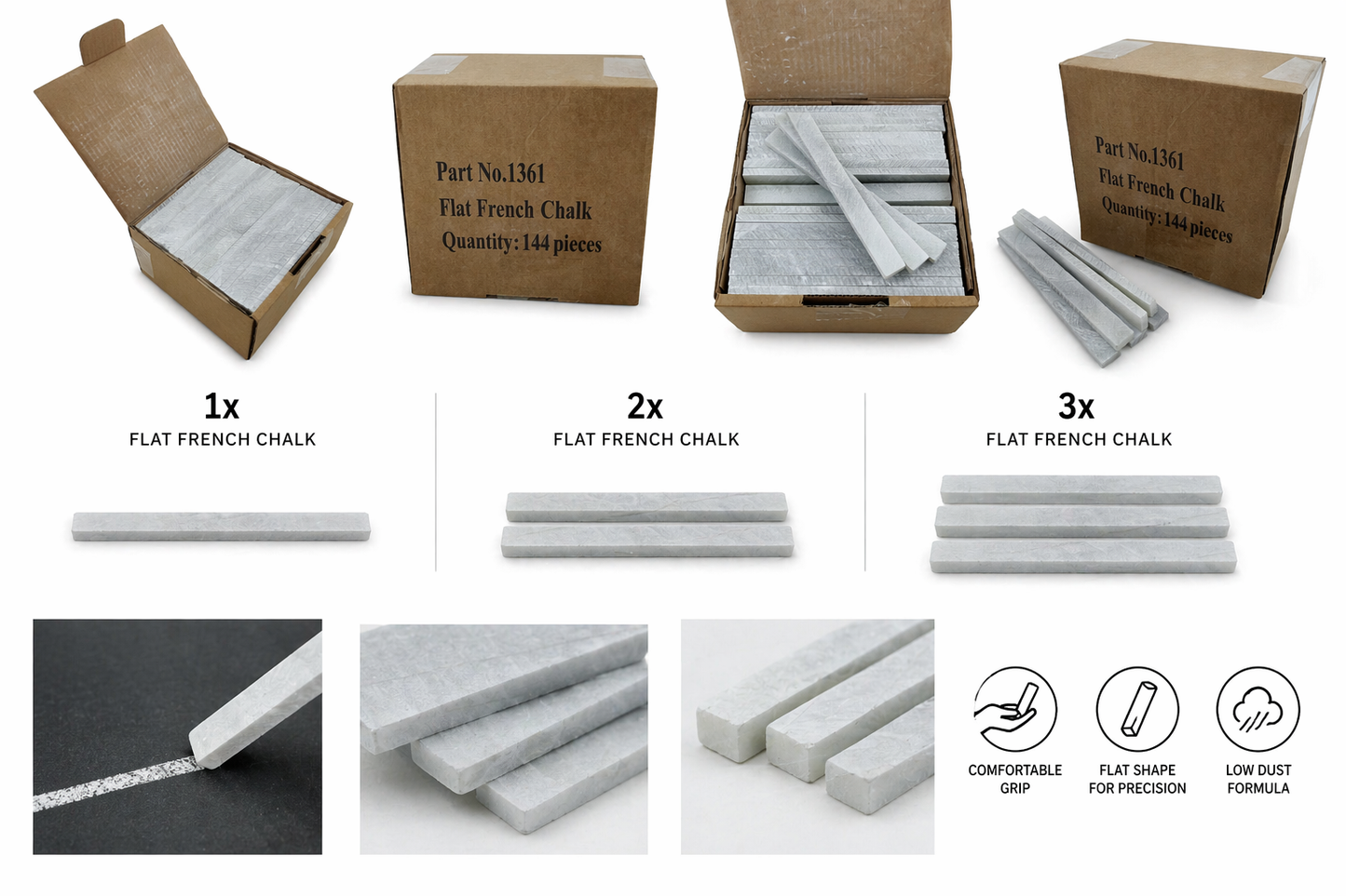 Flat French Chalk Sticks – Box of 144