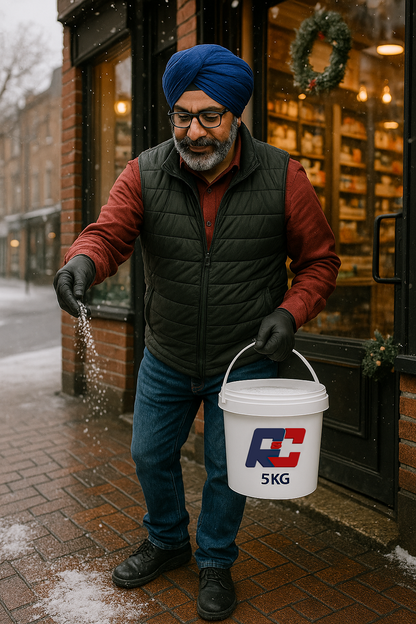 5kg Bucket of White Deicing Salt with Gloves