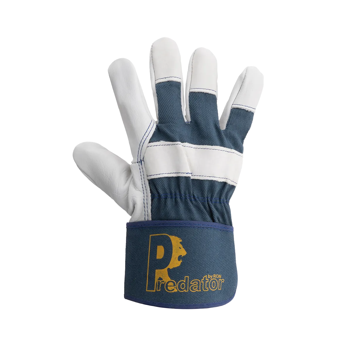 Blue and white glove with 'Predator' branding on a white background