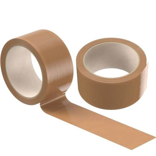 Two rolls of brown tape on a white background