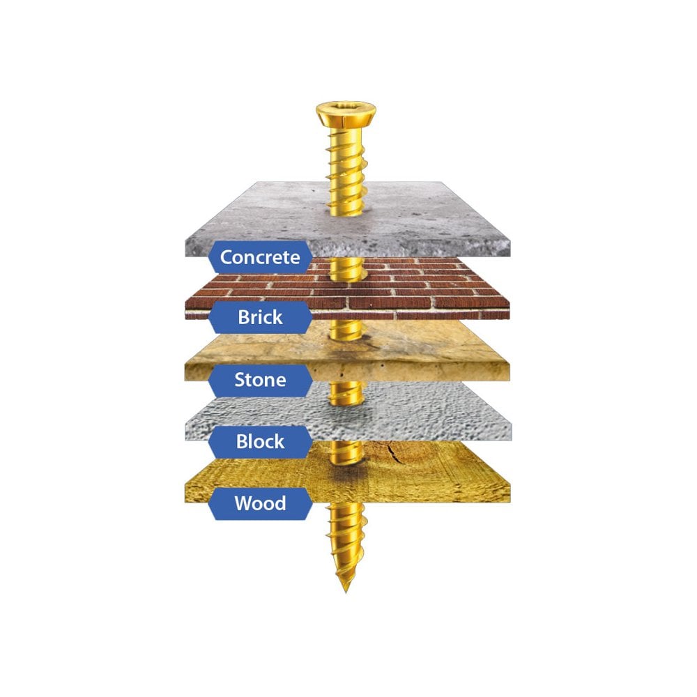 Concrete Screws 7.5 x 120mm - Box of 100 + Driver Bit
