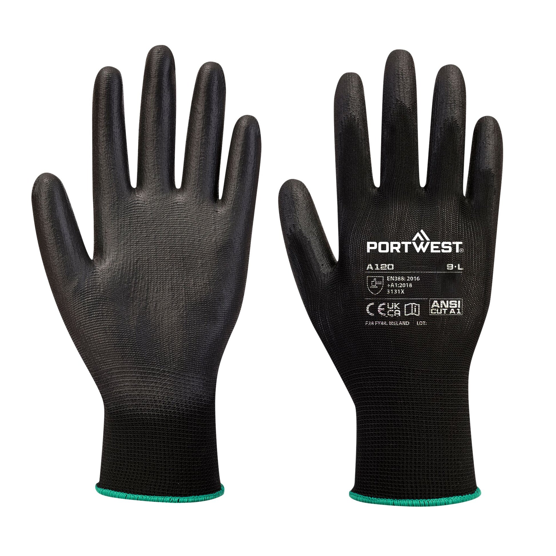 PU Palm Grip Gloves - A120 Black